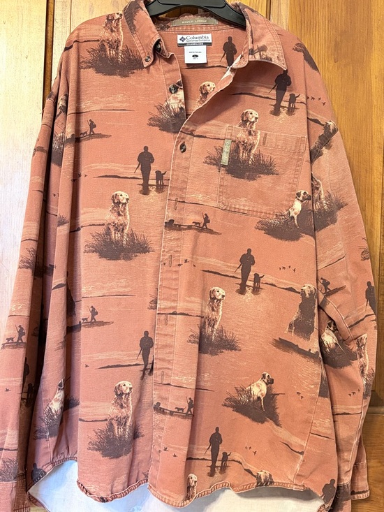 Columbia Other - Vintage Columbia Men's Rust Scenic Dog-Print Button-Down Shirt